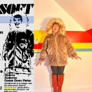 1970s 1980s vintage faux fur and goose down parka sz m Stearns hansa branta